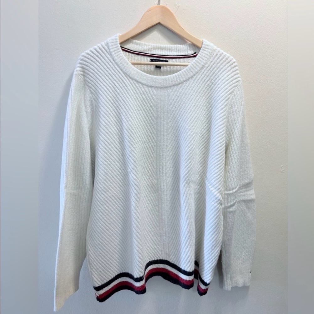 Tommy Hilfiger Cream Sweater with Striped Detail XXL